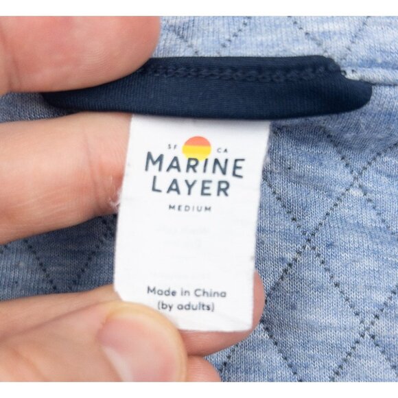 Marine Layer Corbet Pullover Men's Medium Reversible Quilted Snap Blue Gray - Picture 3 of 16